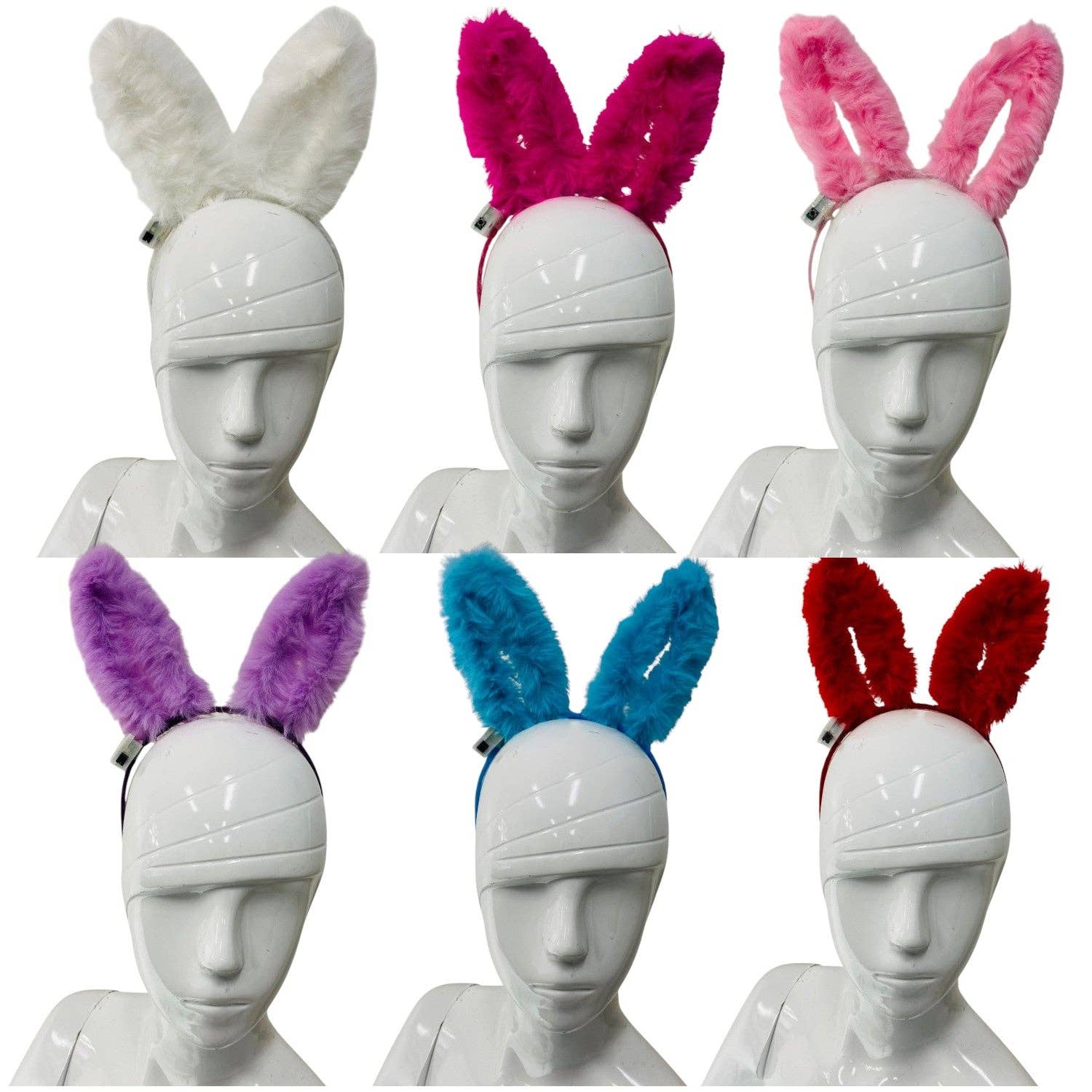 ASSORTED Led Big Bunny Ear Light up Fur Headband JH5828-5 (12PC) for wholesale on Faire2