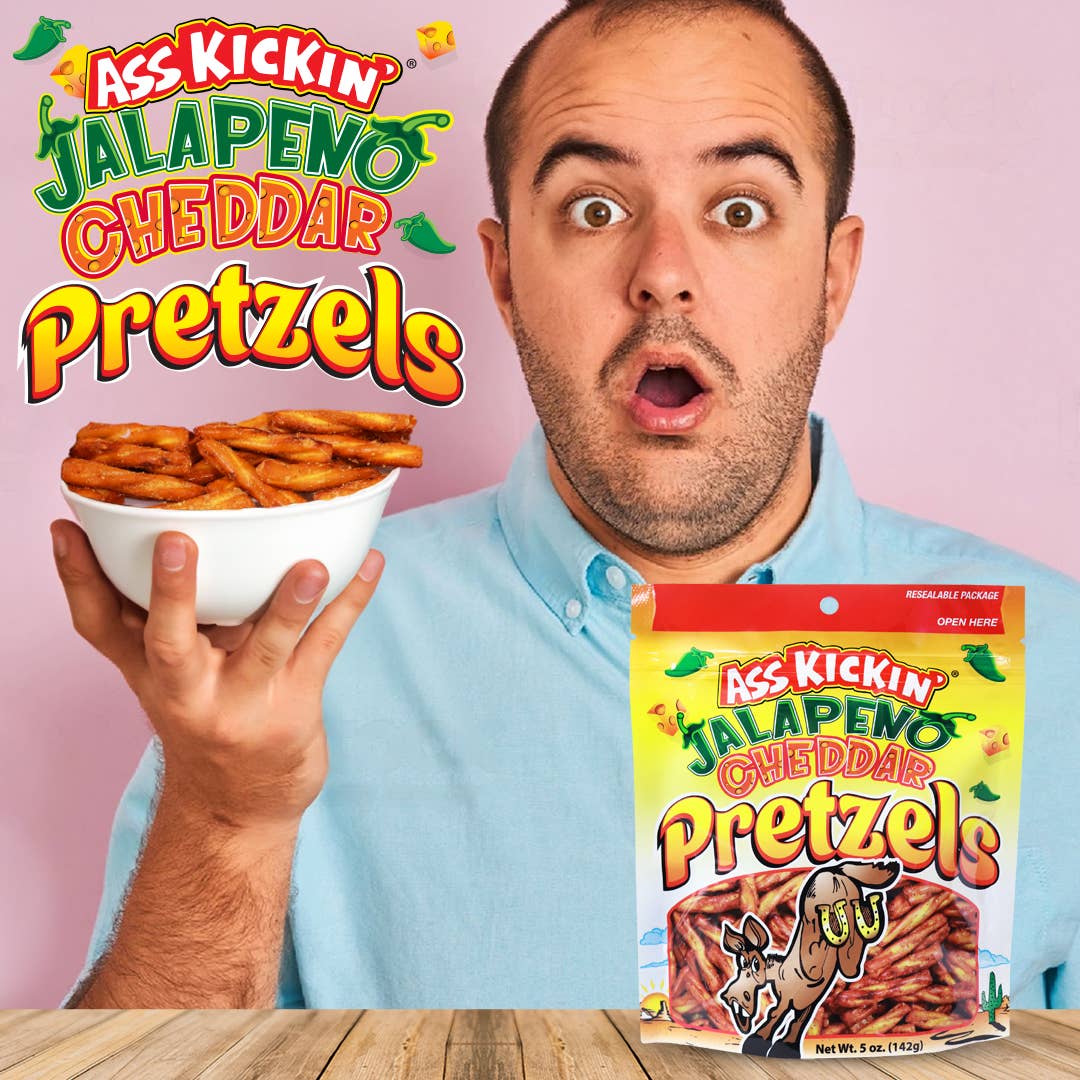 Southwest Specialty Food - Wholesale Pretzels - Ass Kickin' Jalapeno Cheddar Pretzels, 5 oz Resealable Bags3