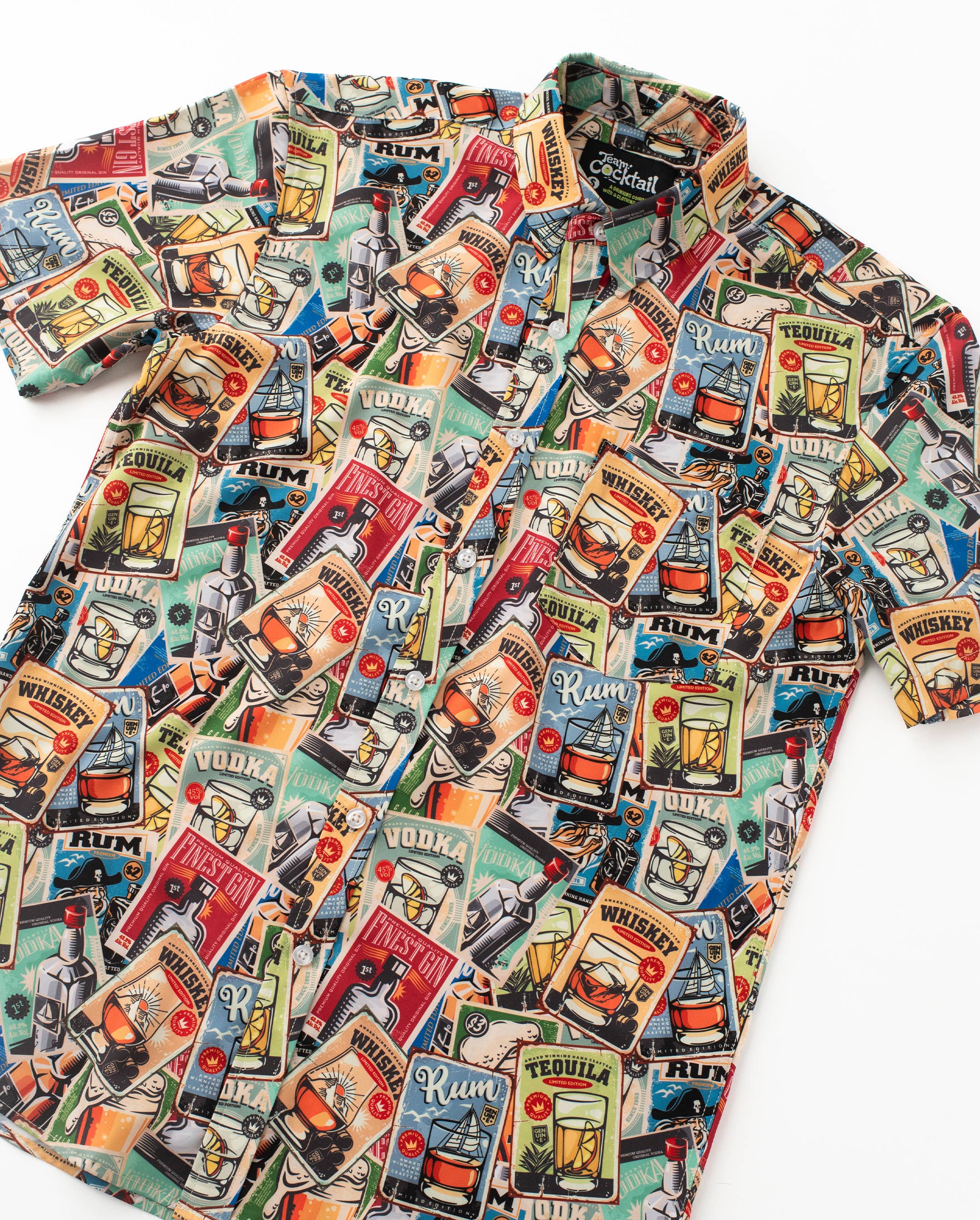 Team Cocktail - Wholesale Button Down Shirt - Unisex - Retro Liquor Cards Unisex Button Up4