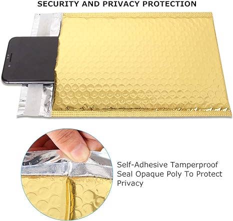 WeBaG N WeCoveR - Wholesale Envelopes - Bubble Mailer Padded Envelope Bags Poly Mailer Gold Metallic3