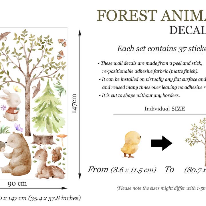 WallKoala - Wholesale Wall decal/stickers - Forest Friends Wall Decal Bunny Squirrel Fox Deer & Bear1