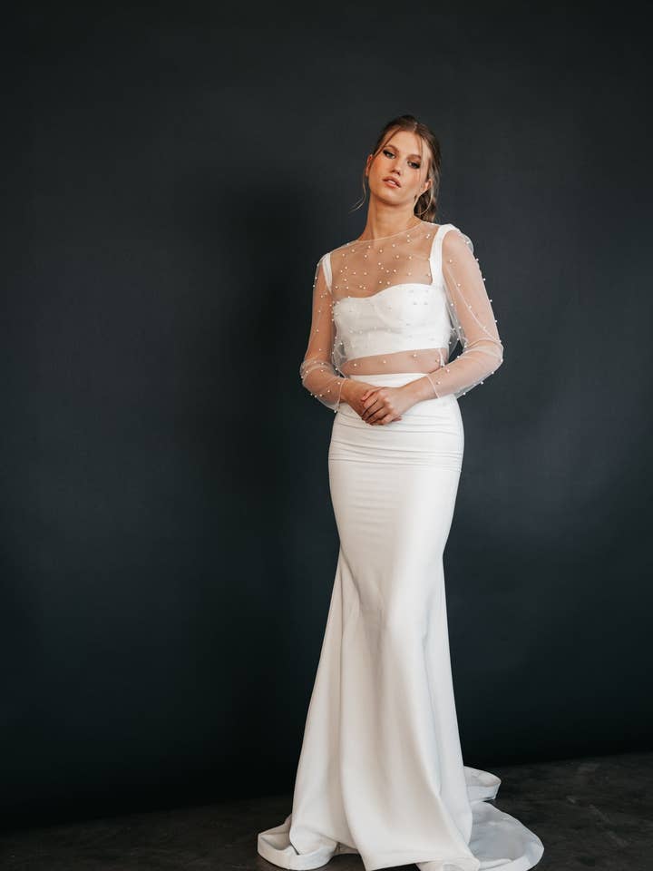 June Topper for wholesale by Heirloom Bridal Company