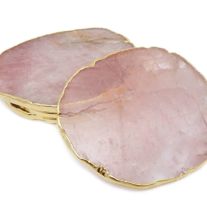 Rock Paradise – wholesale Coasters – Crystal Stone Coasters Silver/Gold Plated Set of 4