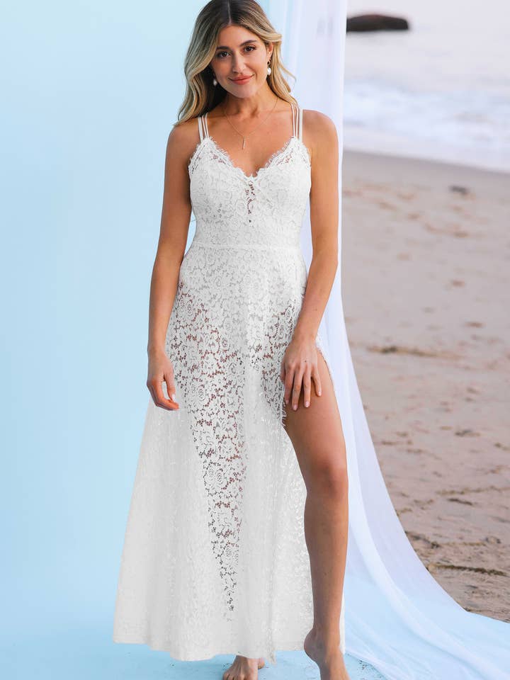 Vestido largo de encaje romántico para venta al por mayor de Cupshe