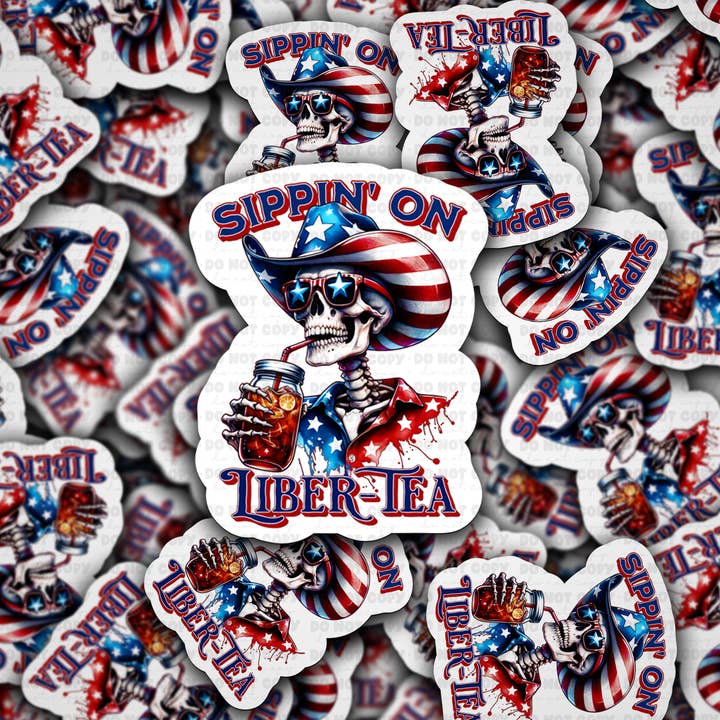 It's Transfer Time - Wholesale Sticker - DC 1666- Sippin on liber-tea Die Cut Sticker