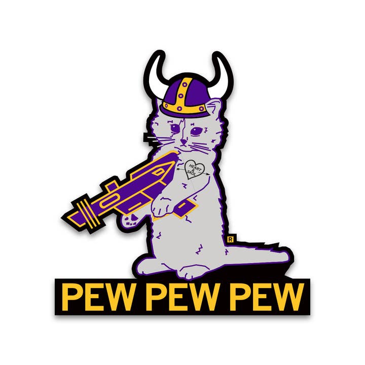RAYGUN - Wholesale Sticker - Viking Pew Pew Pew Die-Cut Sticker