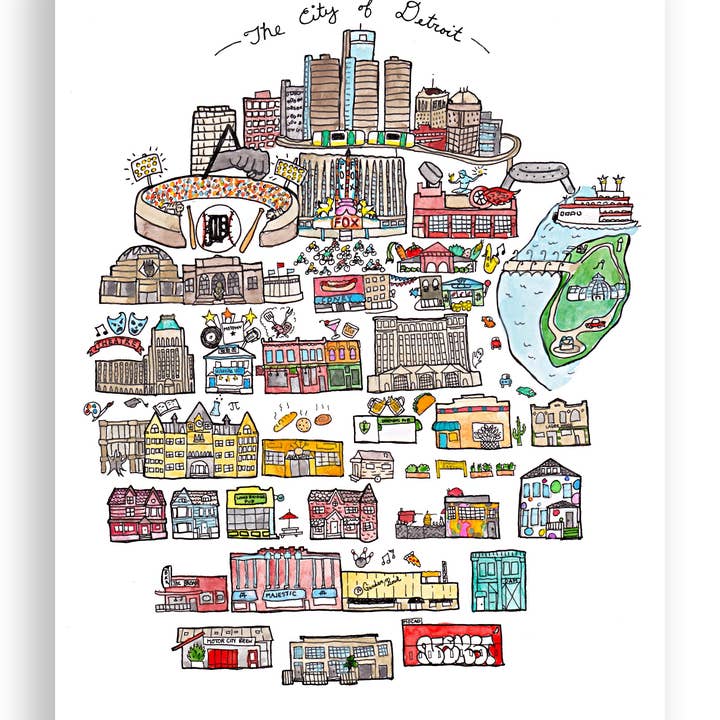 Byen Detroit Print for engroshandel hos Jodi Lynn's Emporium of Doodles