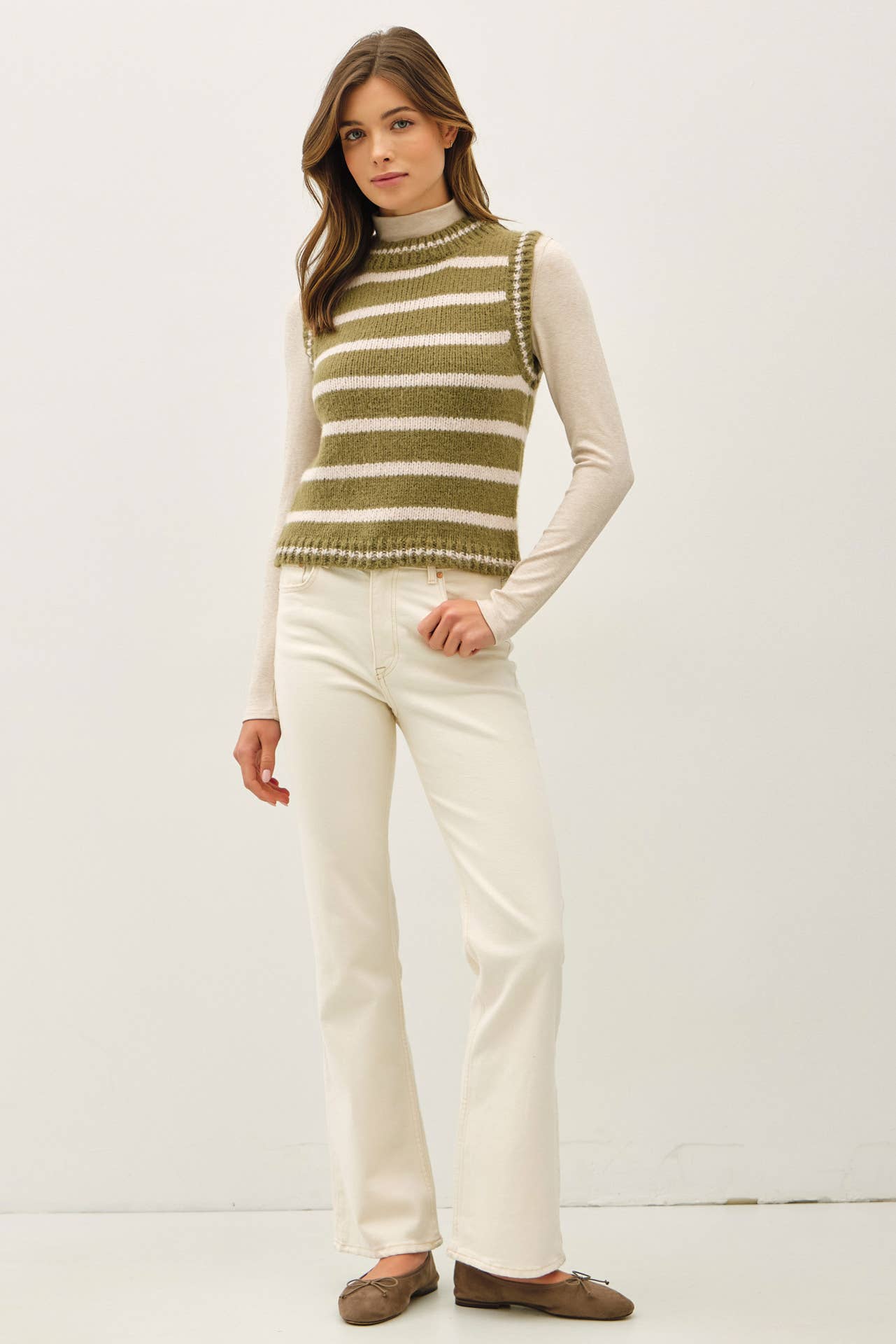 Be Cool - Vente Pull sans manches – femme - GILET EN LAINE MÉLANGÉE À RAYURES6