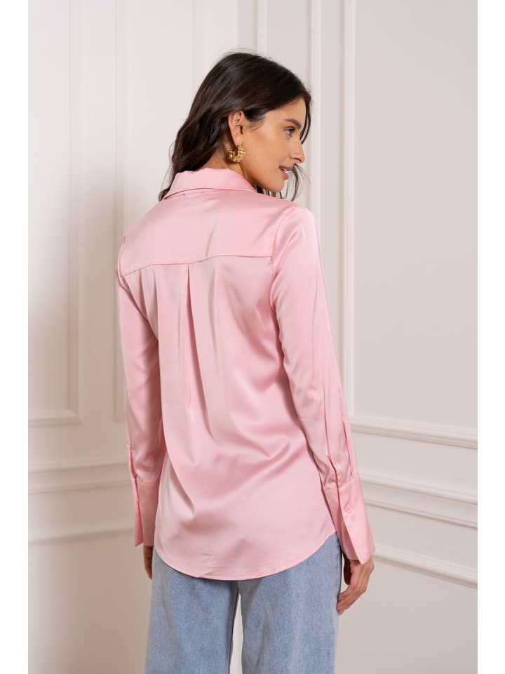 CHOKLATE PARIS - Wholesale Button Down Shirt - Women's - Léa Satin Shirt (S-M-L-XL) - CK08091