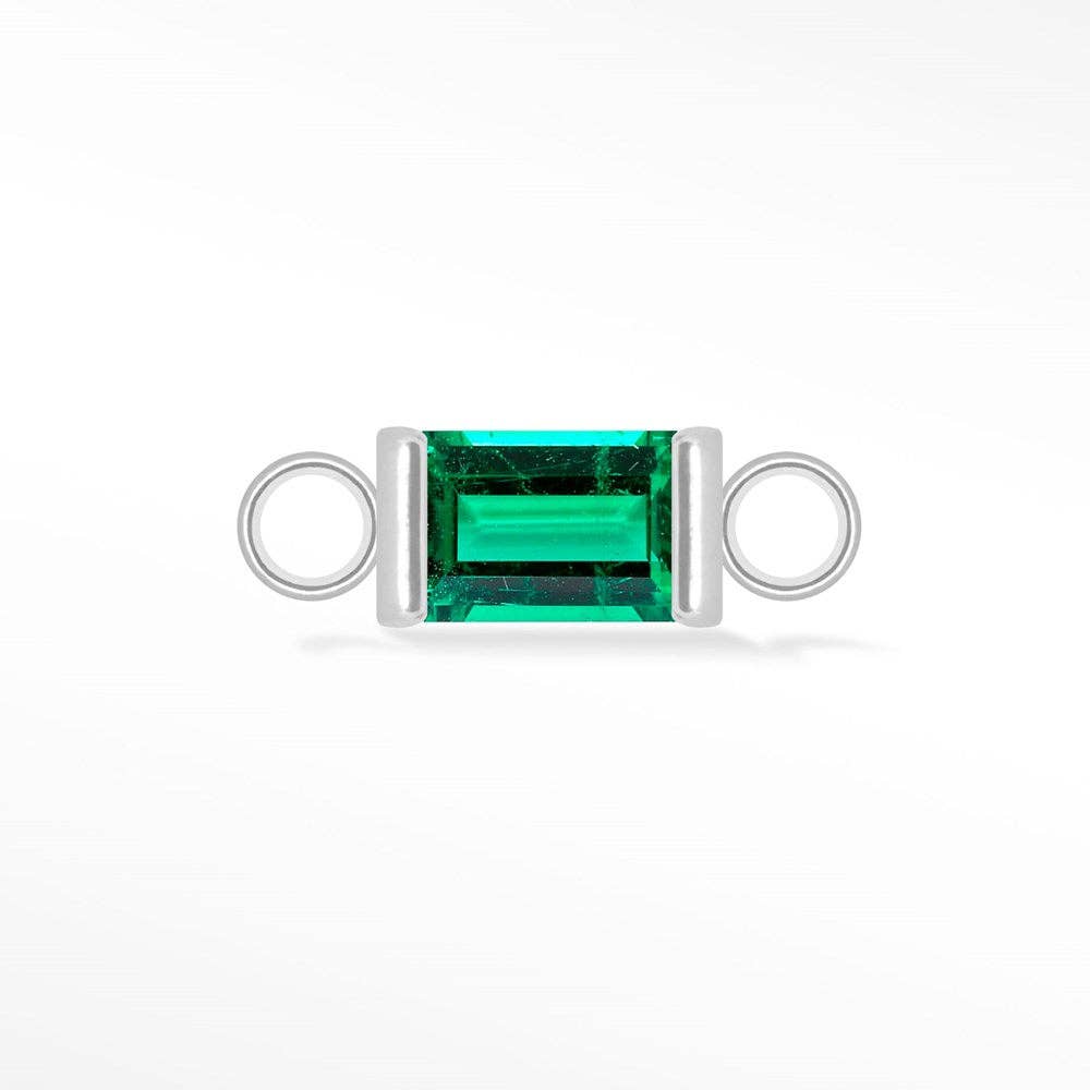 Nina Wynn Pro Shop - Wholesale Individual Charm/Pendant - Wholesale Baguette 5x3mm Natural Gemstone 14k White Gold Connectors for Permanent Jewelry0