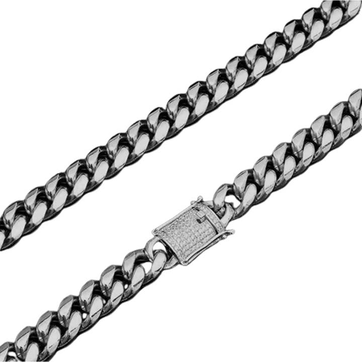 Men's Cuban Link Chain Silver-plated - 12MM Miami Cuban Link Chain for wholesale by Rhinestone Belt Store