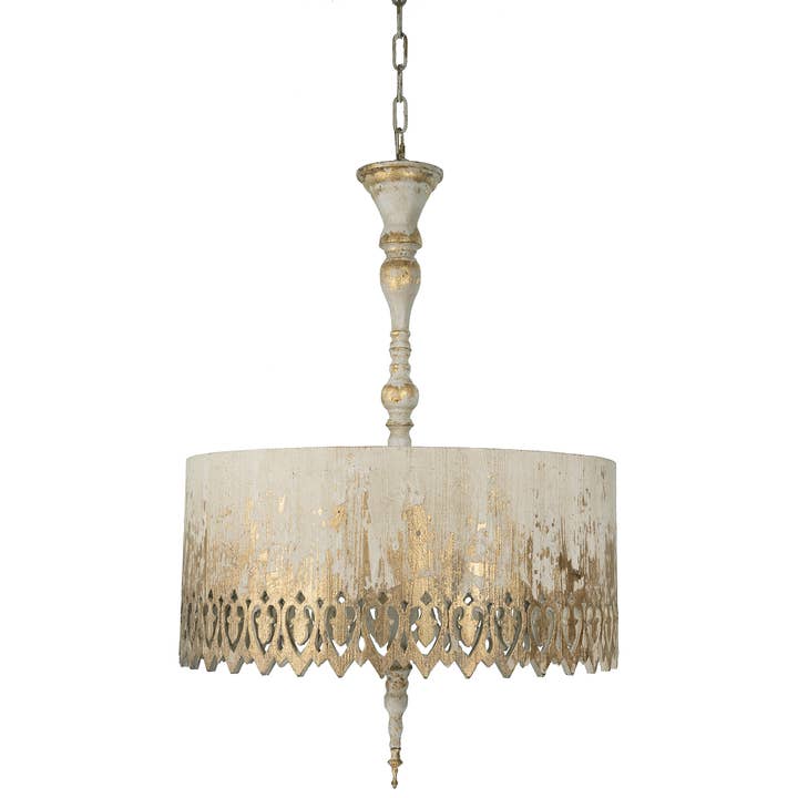 French Country Metal Pendant Light w/ Distressed Wood Shade for wholesale by Provence Home