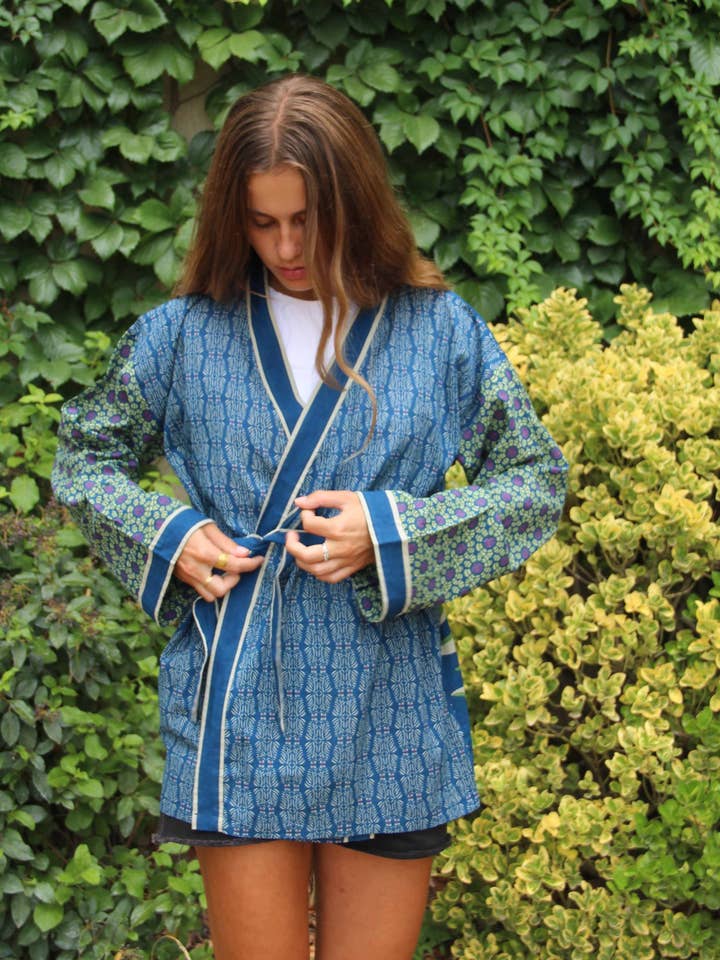 Les Belles Vagabondes - Wholesale Kimono - Women's - Kimono Sunflower Marine Navy