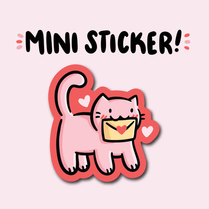 Valentine's Day Cat Mini Sticker for wholesale by Shop Emily M