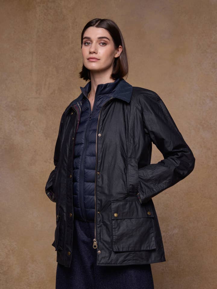 Claire Wax Jacket - Navy for wholesale by Jack Murphy Clothing