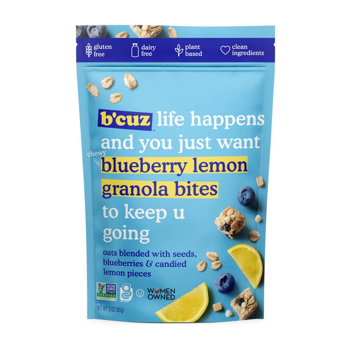 Blueberry Lemon Granola Bites 3 oz. 12 Pack for wholesale by Bcuz Snacks