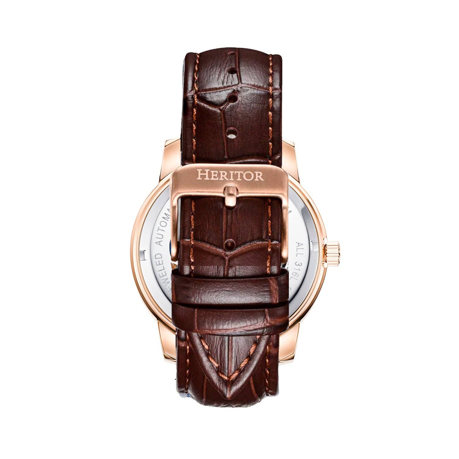 Heritor Automatic - Wholesale Wrist Watch - Men's - Heritor Automatic Emmanuel Semi-Skeleton Leather-Band Watch10