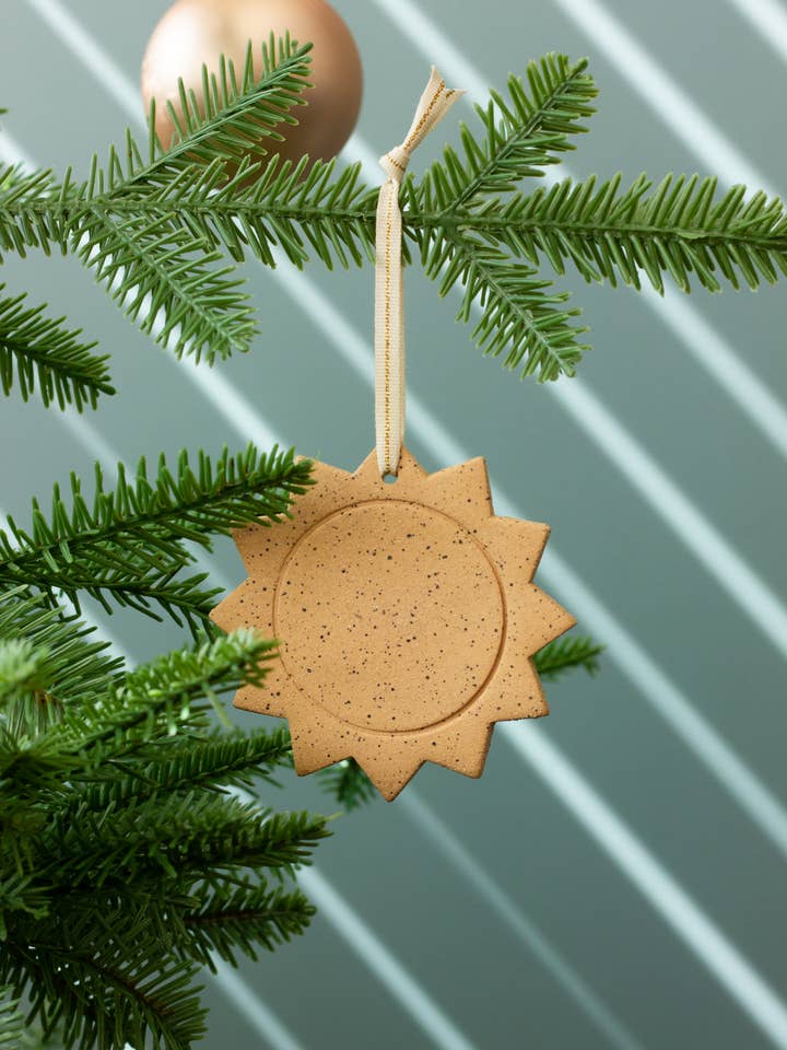 Speckled Sun Ceramic Ornament for wholesale by Hereafter
