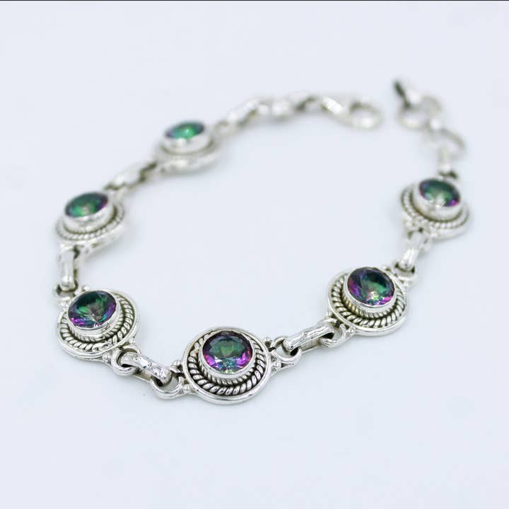 Natural Mystic Quartz Edelsteen 925 zilveren armband voor wholesale door Silvex Jewelry