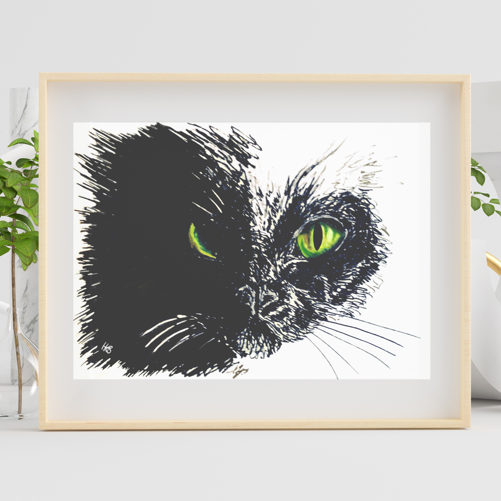 Hannah Kate Makes - Wholesale Art Print - Black Cat Art Print - A5/A4 - Halloween Witch's Familiar4