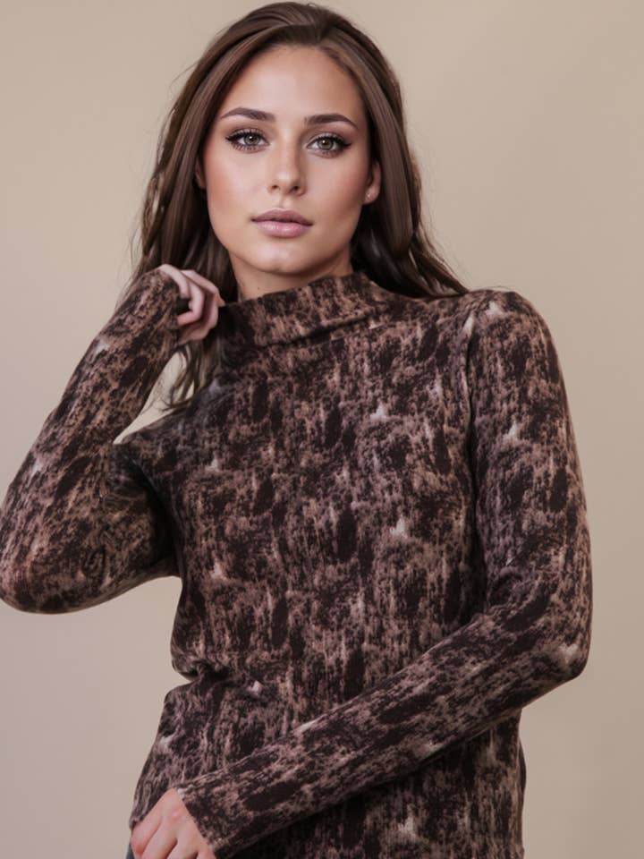 VERY J - Wholesale Knit Top - Women's - NT12300-Printed & Leopard Fitted Knit Top9