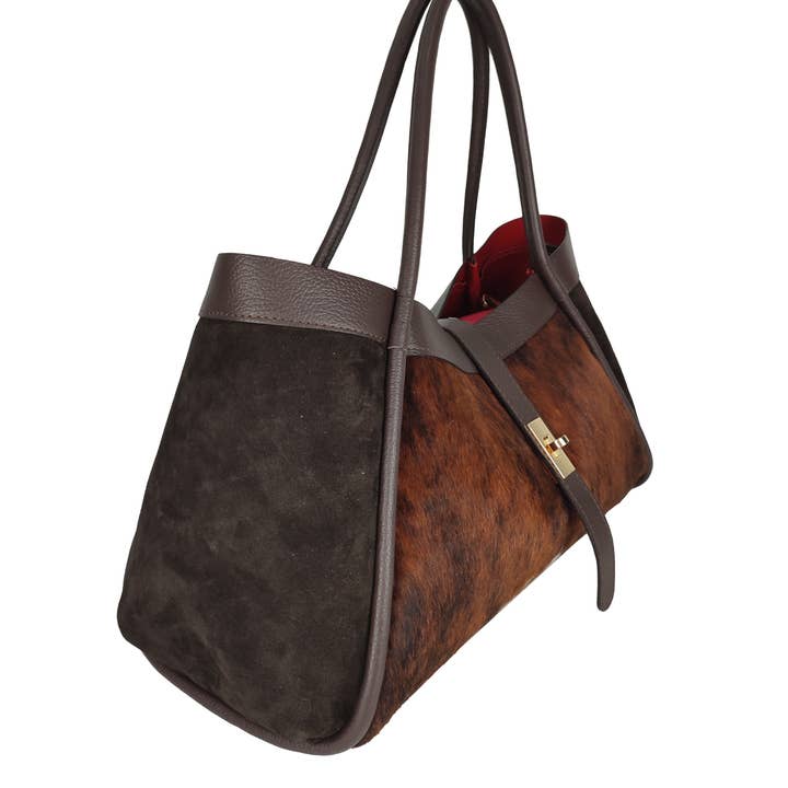 Muccata Suede and pony hair handbag for wholesale on Faire1