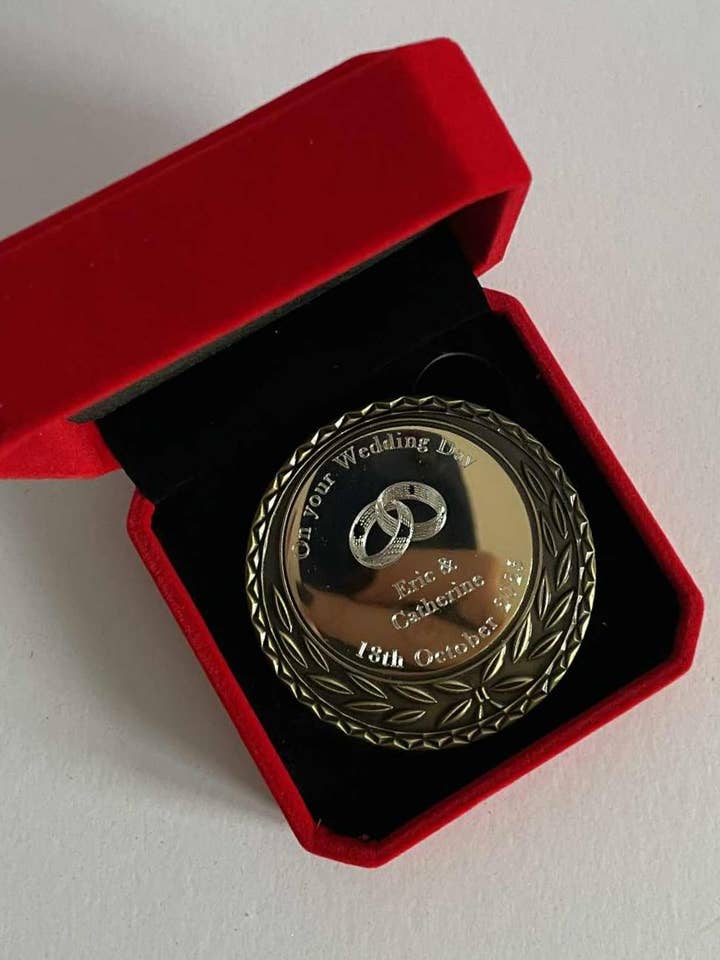 Custom 70mm Medallion With Any Logo In Velvet Box for wholesale by Medal Envy