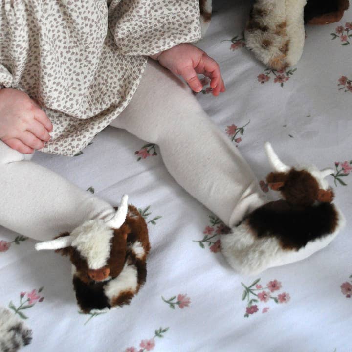 Jomanda Soft Toys & Accessories - Wholesale Slippers - Baby - Texas Longhorn Highland Cow Plush Baby Slippers House Shoes