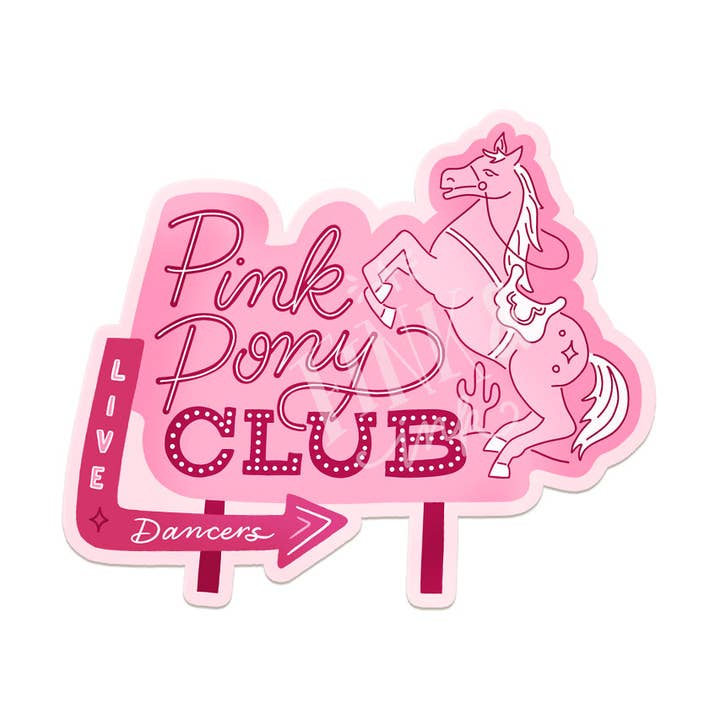 Autocollant vinyle vintage Pink Pony Club pour la vente par A Fink & Ink