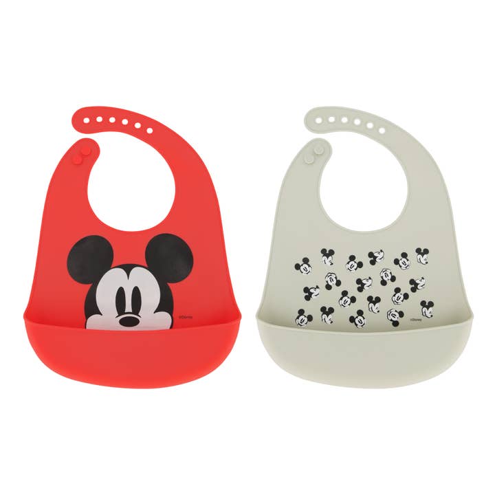 Disney Characters 2 Pack Silicone Bibs (mickey,minnie,pooh) for wholesale by Cudlie Accessories