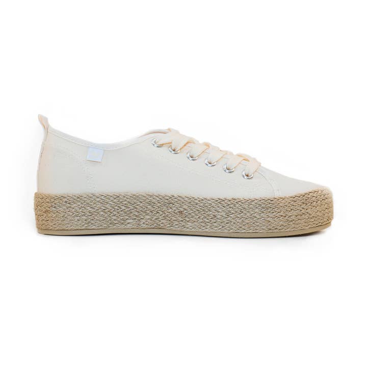 Ada Women's Cream Canvas Lace-Up Espadrilles for wholesale by Walk In Pitas UK