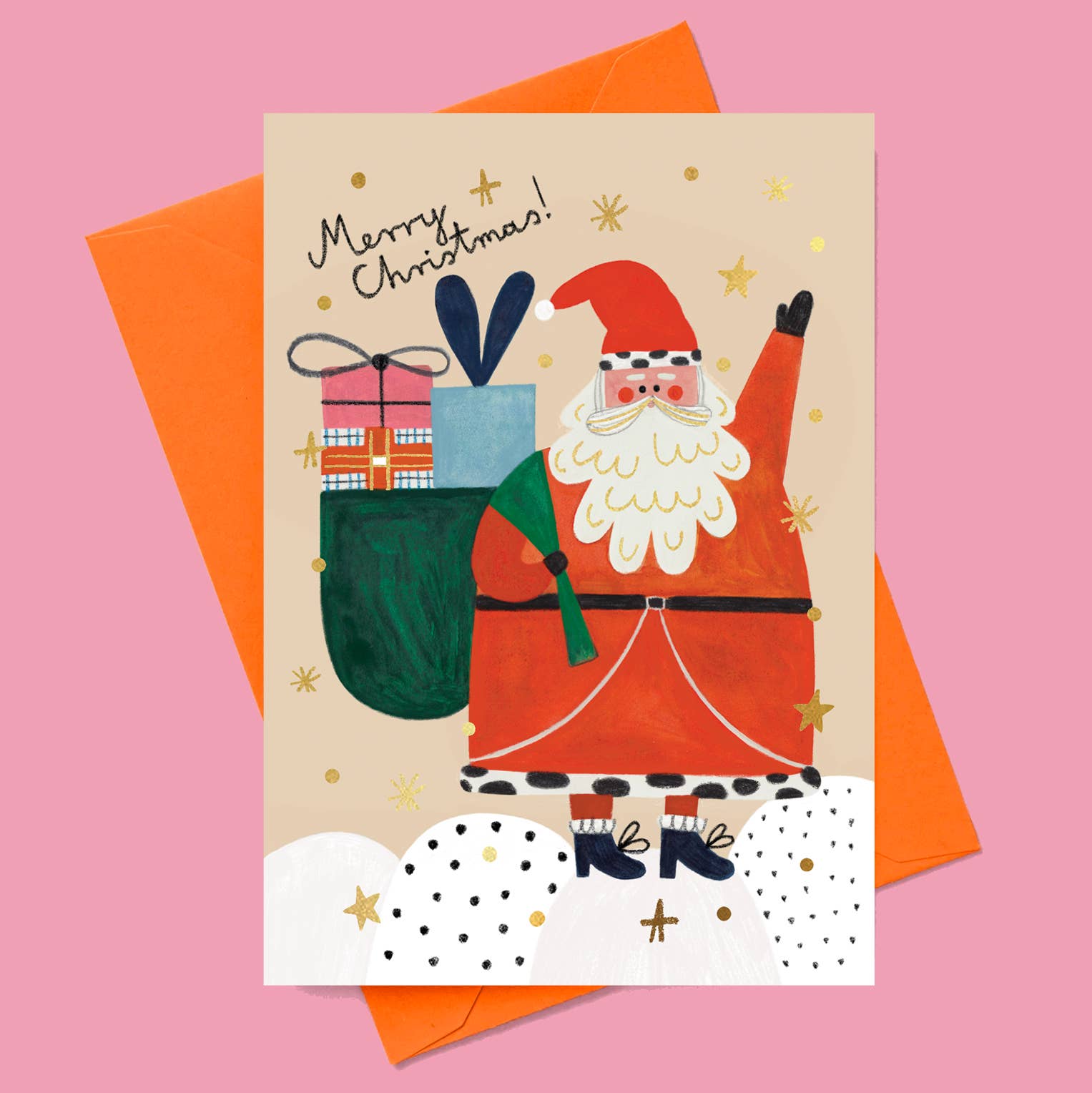 Daria Solak Illustrations - Wholesale Christmas Card - SANTA gold foil card2