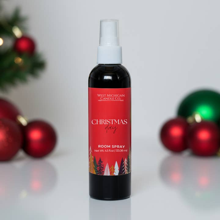 Christmas Day Room Spray - Clean Biodegradable Holiday Home Fragrance (4.5 fl oz) for wholesale by West Michigan Candle Co