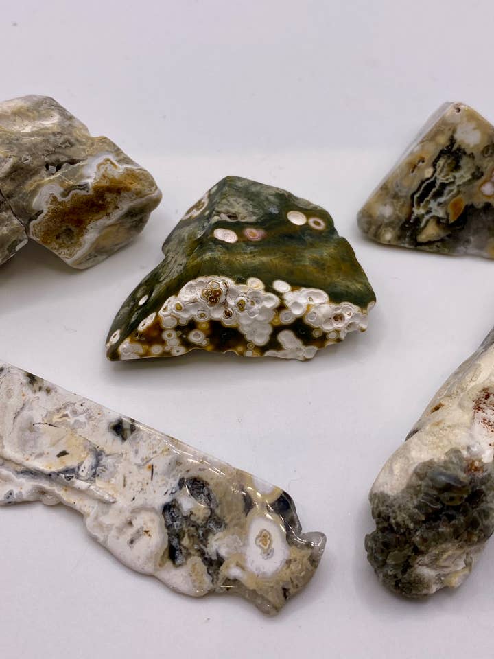 8th Vein Ocean Jasper- Polished slab pieces for wholesale by Oils and Auras