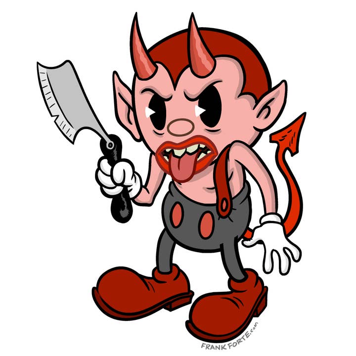 Xeno Pop - Wholesale Sticker - Devil with Razor Blade Creepy Cute Cartoon die-cut Sticker