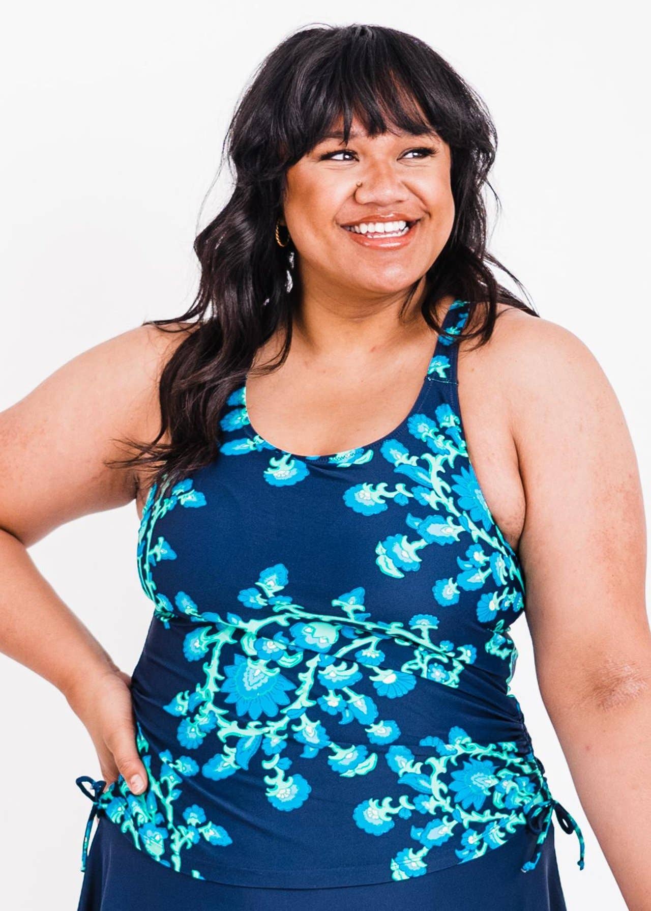 Calypsa – wholesale Bikiniöverdelar – Dam – Maya Tankini-bikinitopp med avtagbara kupor - Blommönster1