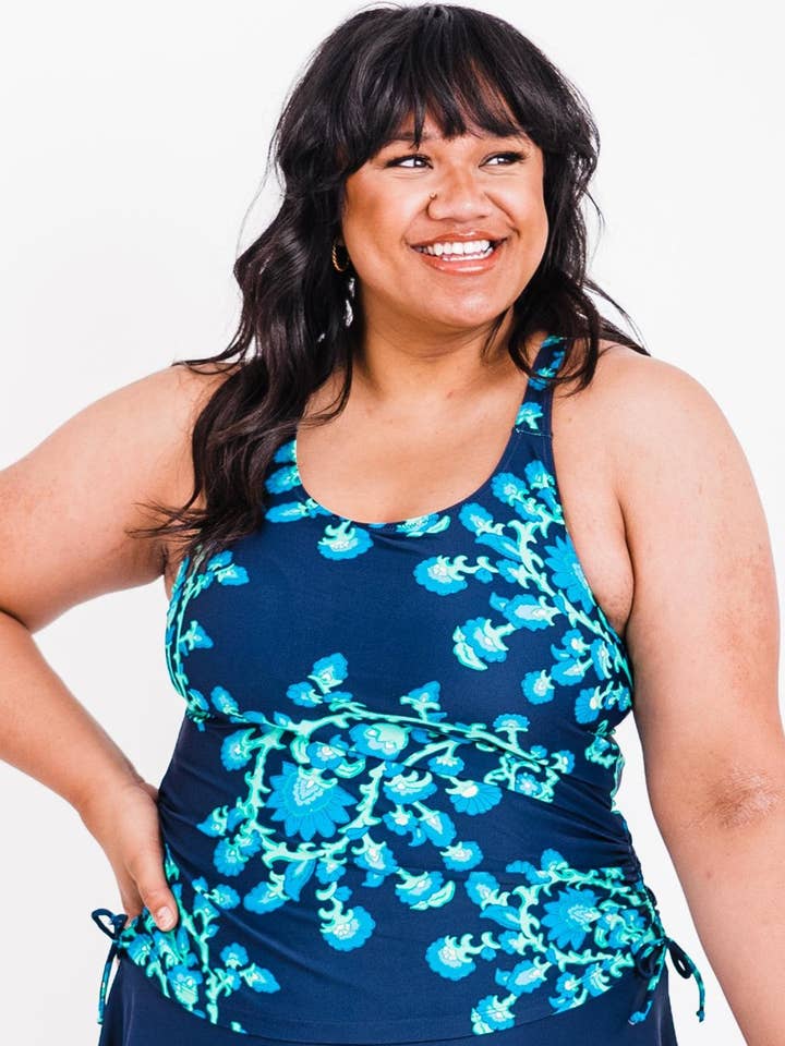 Calypsa – wholesale Bikiniöverdelar – Dam – Maya Tankini-bikinitopp med avtagbara kupor - Blommönster1