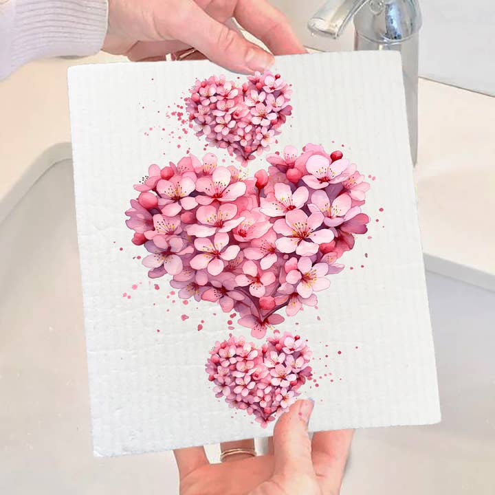 TORCHON SUÉDOIS EN FORME DE FLEURS ROSES ET CŒUR POUR LA SAINT-VALENTIN pour la vente par Avery Lane Gifts
