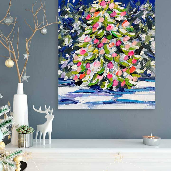 Holiday - Moonlit Tree Canvas Wall Art for wholesale by GreenBox Art