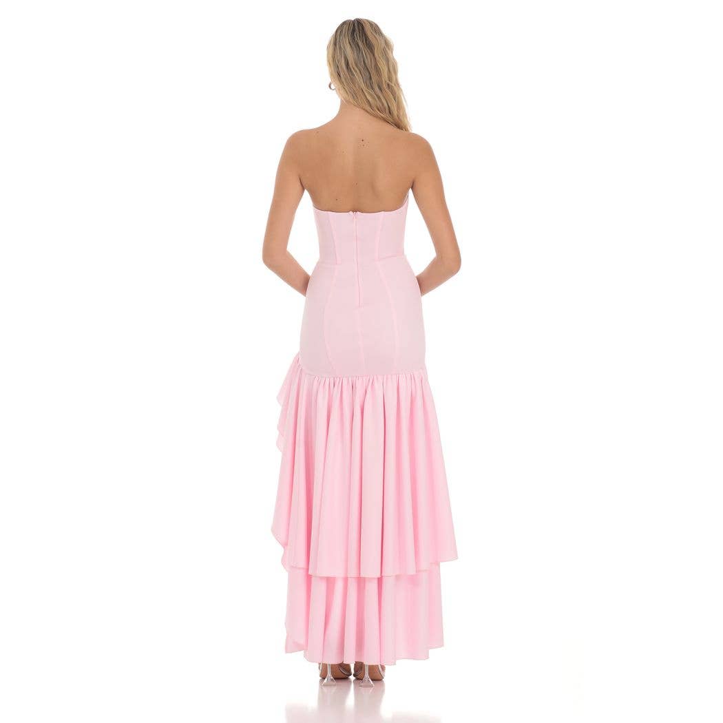 Lucy In The Sky – Engroshandel Kjole - Dame – Fishtail Stropløs Korset Maxikjole i Pink1