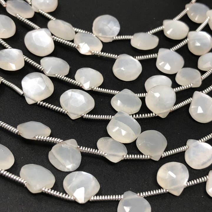 Perles de pierre de lune blanche, perles de pierres gemmes, bijoux fournitures pour la fabrication de bijoux, perles en gros, perles en vrac, 8mm -10mm, 8"Strand pour la vente par Akstar Gems
