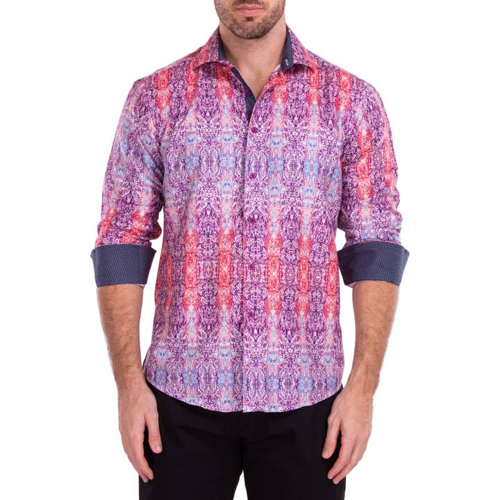 222240 - Red Button Up Long Sleeve Dress Shirt for wholesale on Faire1