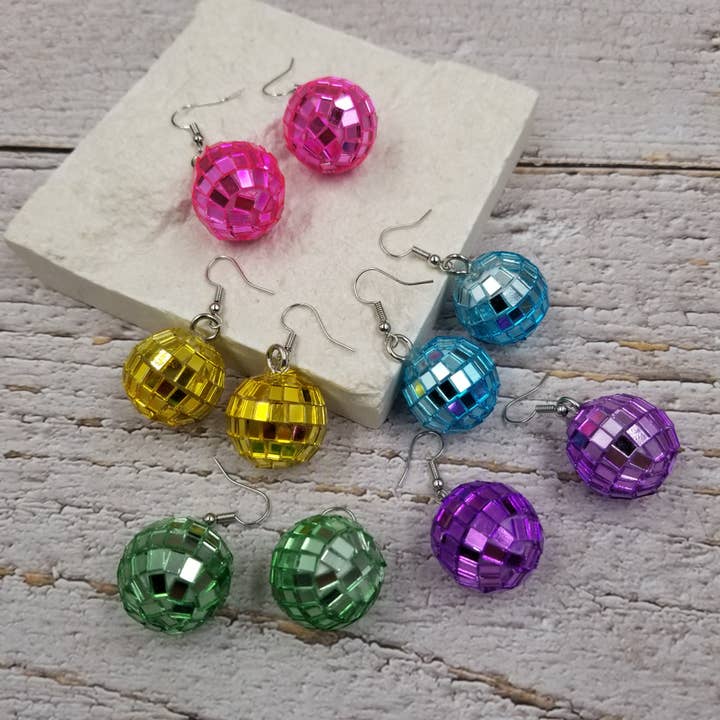 Treasure Wholesale - Wholesale Dangle Earrings - Medium Disco Ball Earrings4