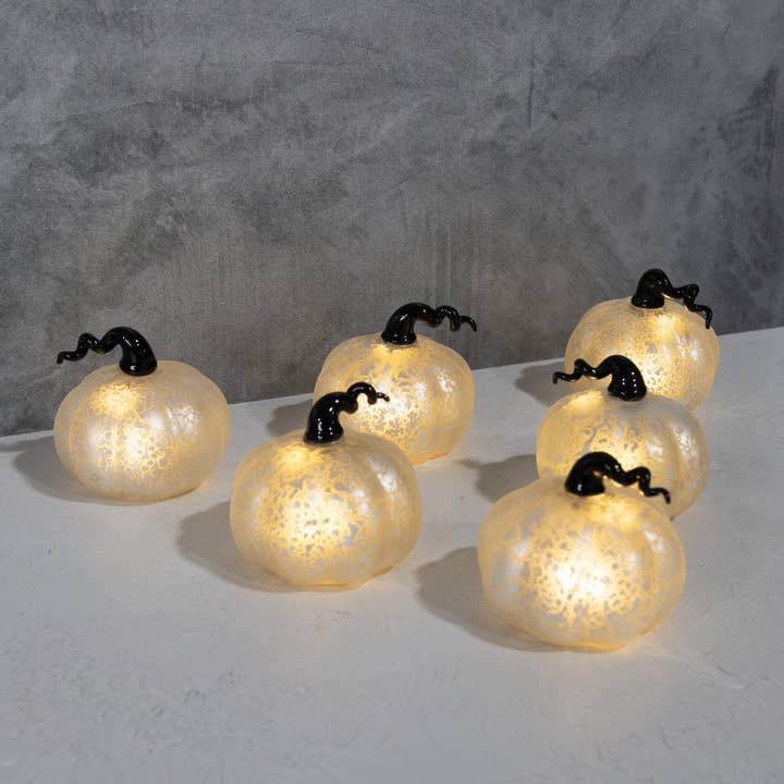 LumaBase - Wholesale Decorative Tabletop Object - Battery Operated Mini Glass Pumpkins (set of 6)3