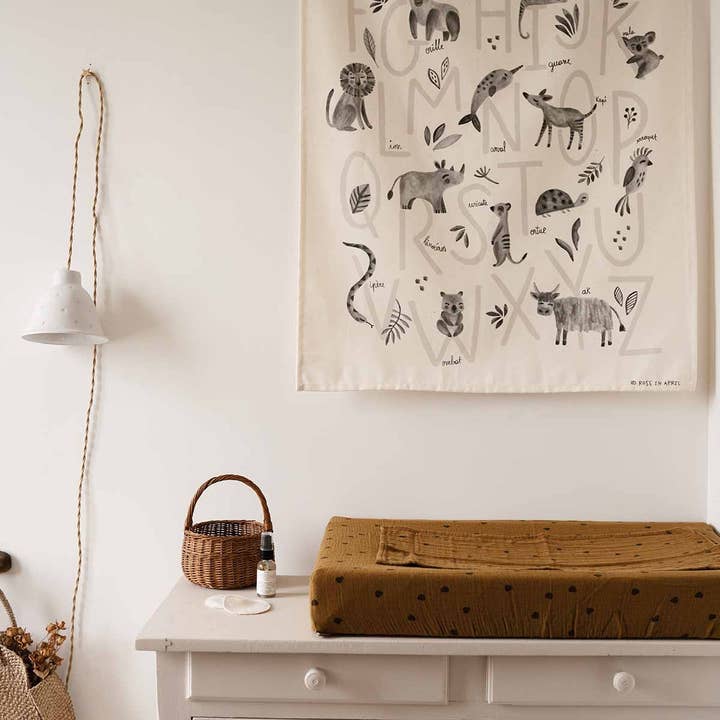 CHANGING MAT COVER FANNY HEART CUMIN for wholesale by Rose in April