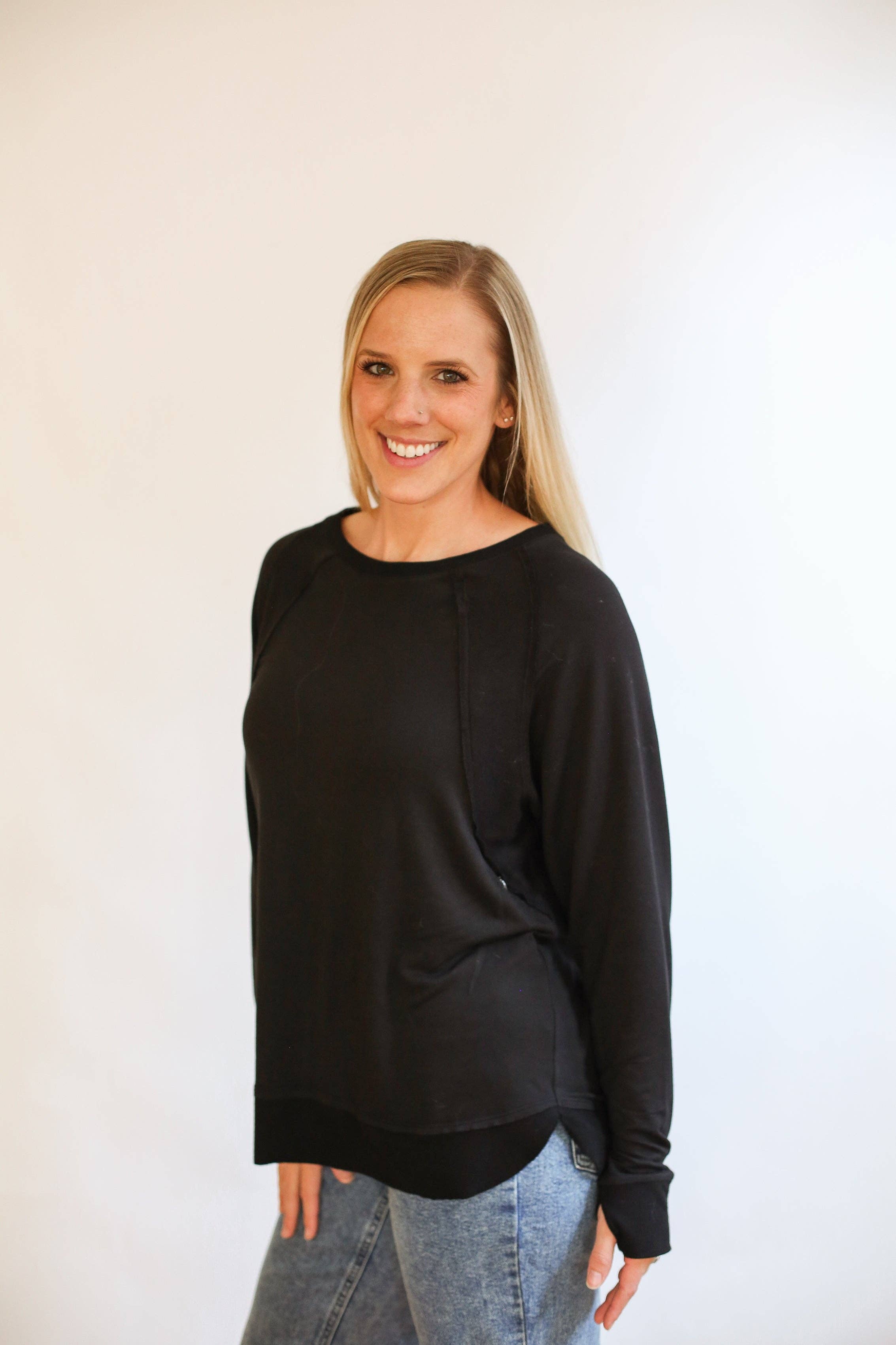 Movemama Apparel - Wholesale Nursing Top - Maternity - FINAL SALE - Free Flowing Long Sleeve Nursing Top7