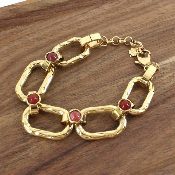 B25022 Stone Adorned Big Chain Link Stainless Steel Bracelet for wholesale by Pretty Persuasions