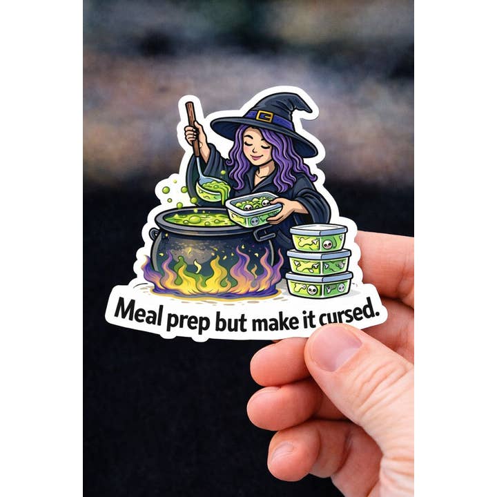 Witch Cauldron Cursed Meal Prepping Waterproof Sticker for wholesale by Buffalovely