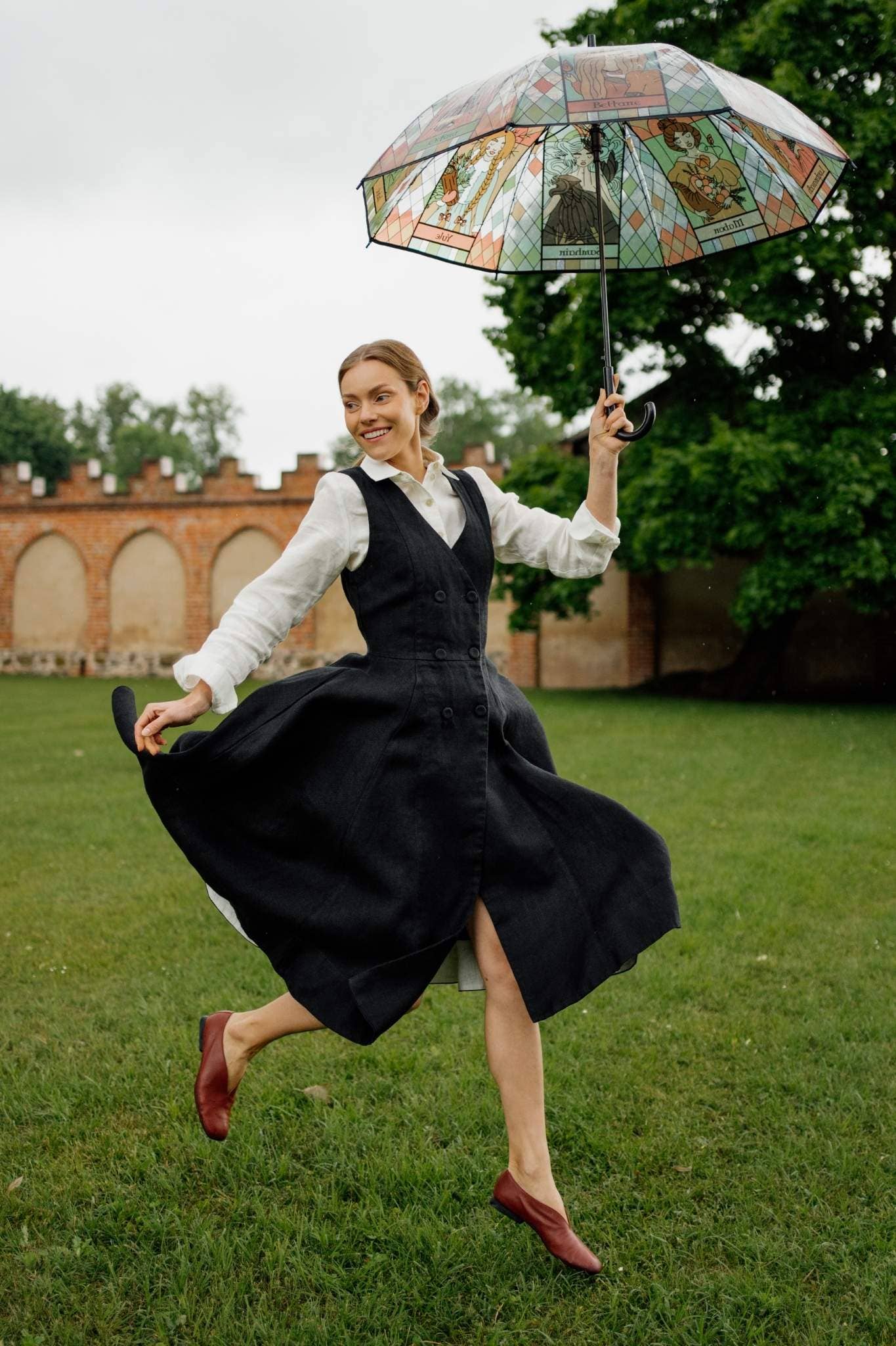 Son de Flor - Wholesale Dress - Women's - Rosa – Midi Linen Dress with Double-Button Front0