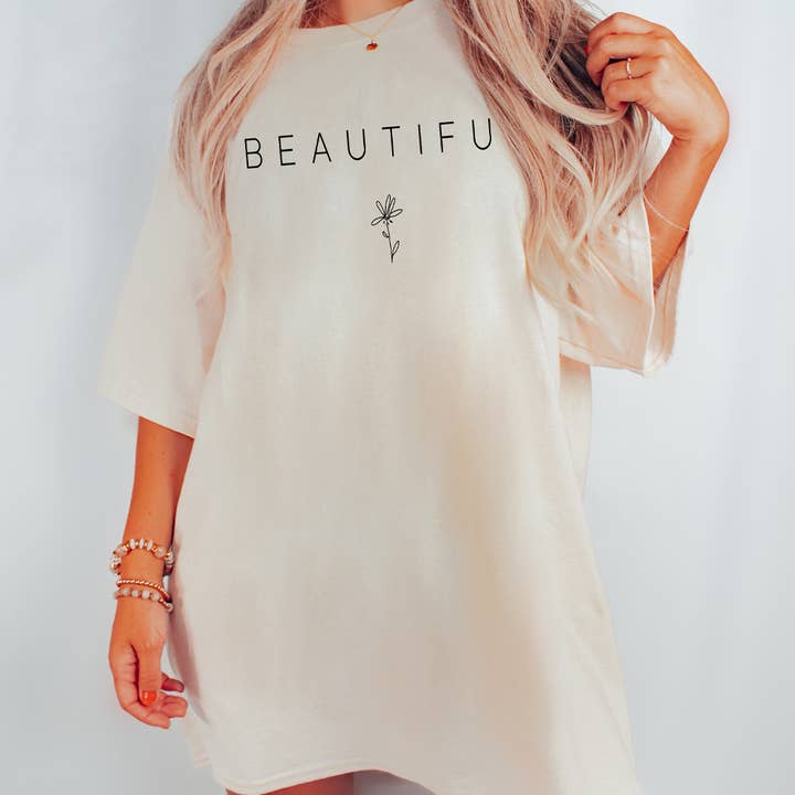 Beautiful Comfort Colors Women's Tunic in Ivory and White for wholesale by Glittering South